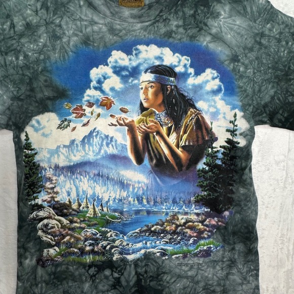The Mountain Native American Woman Blowing Leaves Tie Dye T Shirt L Cottonarge - Picture 2 of 5